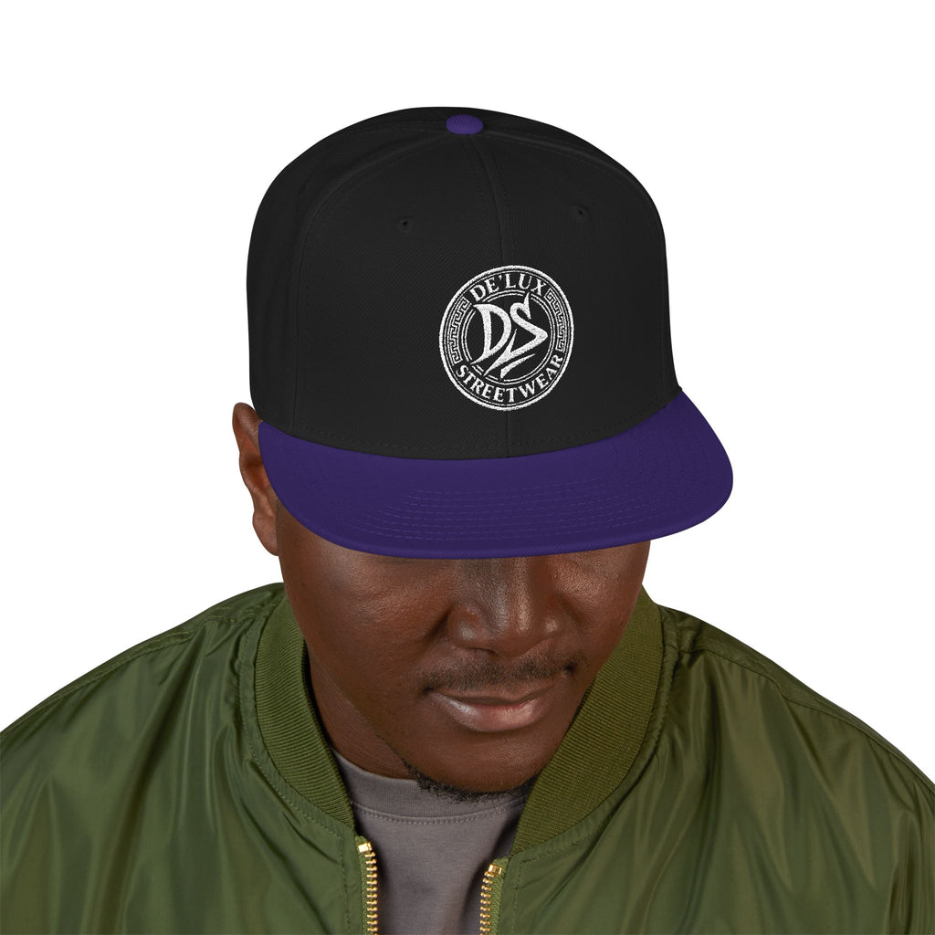 Embroidered Snapback Hat — Vintage Circle Logo Streetwear Cap