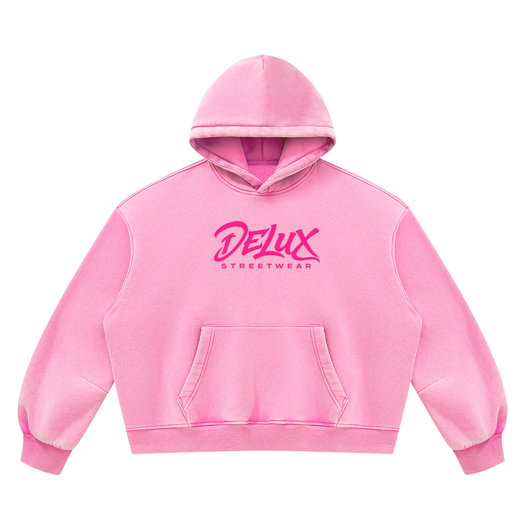 DeLuX Vintage Wash Boxy Fleece Hoodie