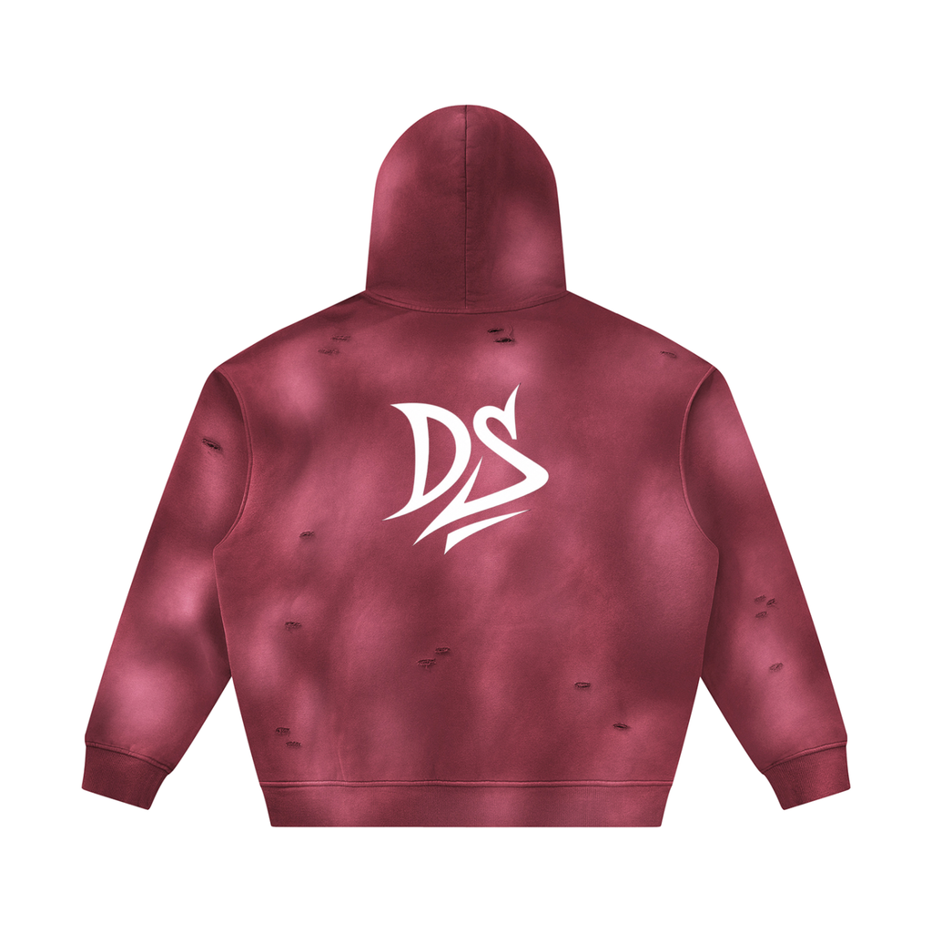 Unisex Sunfade Frayed Fleece Hoodie