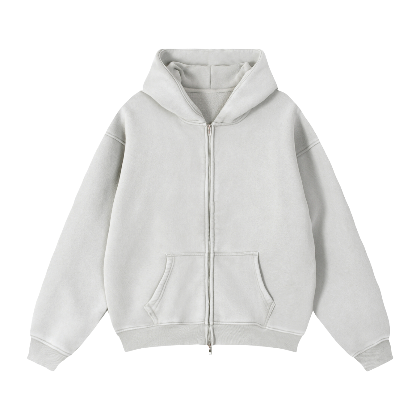 DeLuX Zip-Through Boxy Fleece Hoodie
