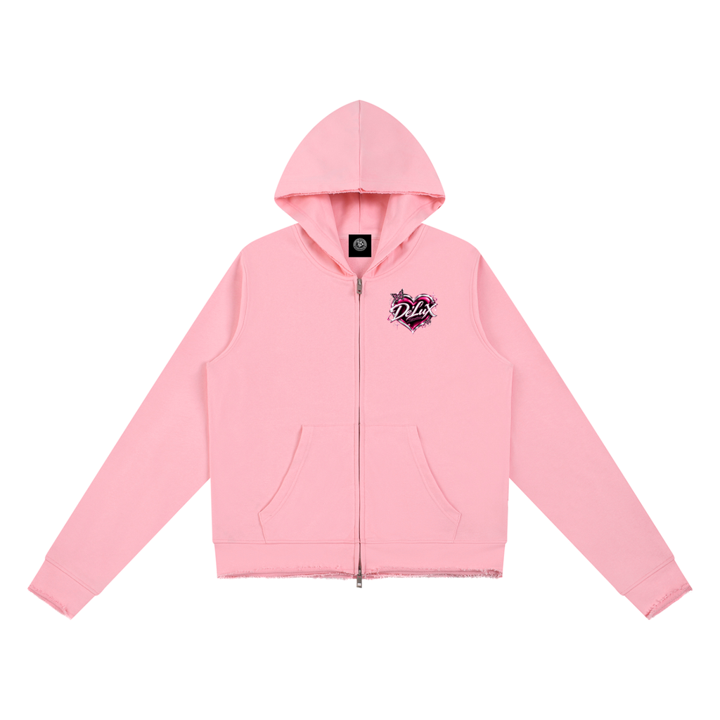 DeLuX Women’s Raw Edge Full Zip Hoodie