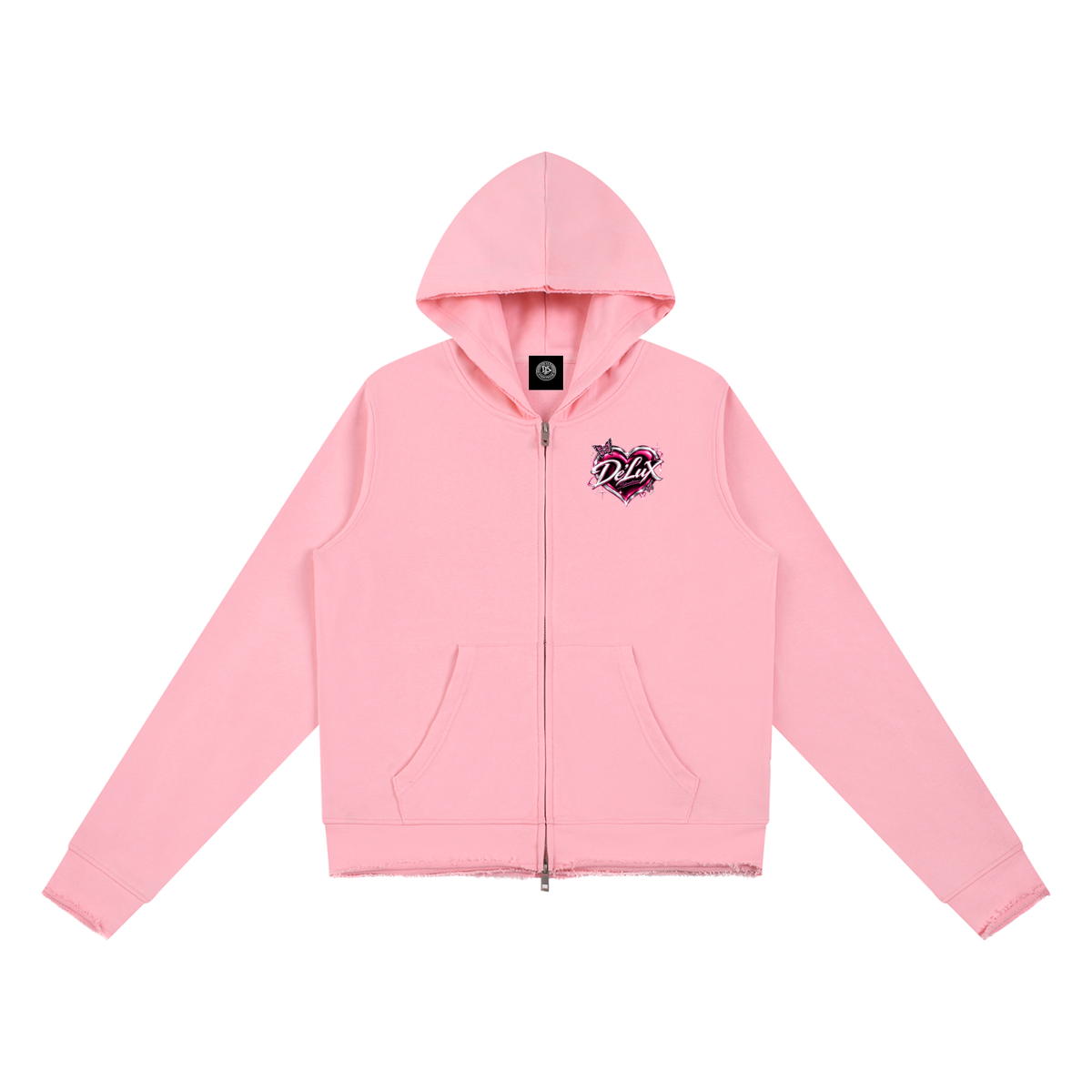 DeLuX Women’s Raw Edge Full Zip Hoodie