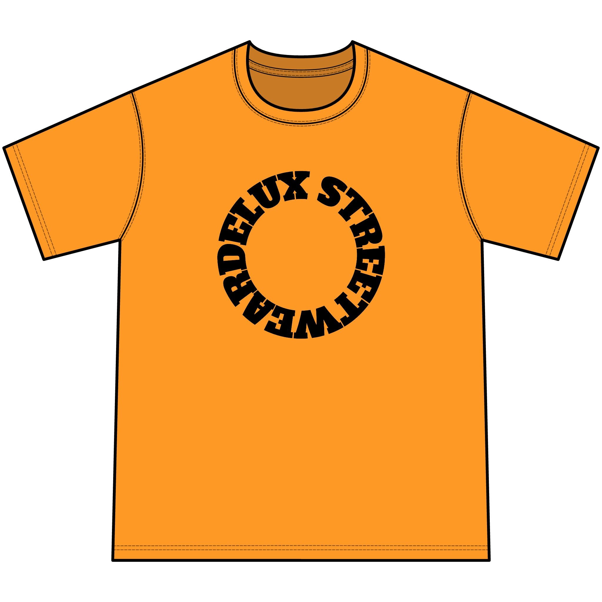 Youth Orange Tie-Dye Tee — Circular 'LUX STREETWEAR' Logo