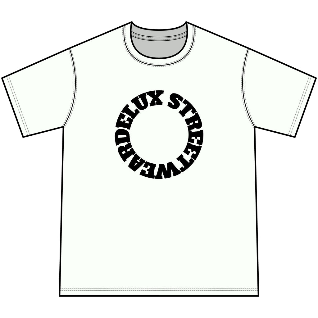Youth Orange Tie-Dye Tee — Circular 'LUX STREETWEAR' Logo