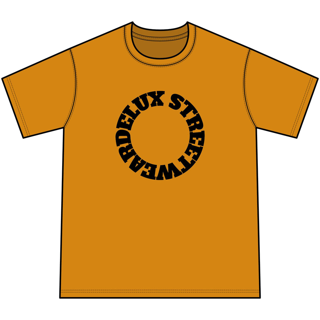 Youth Orange Tie-Dye Tee — Circular 'LUX STREETWEAR' Logo