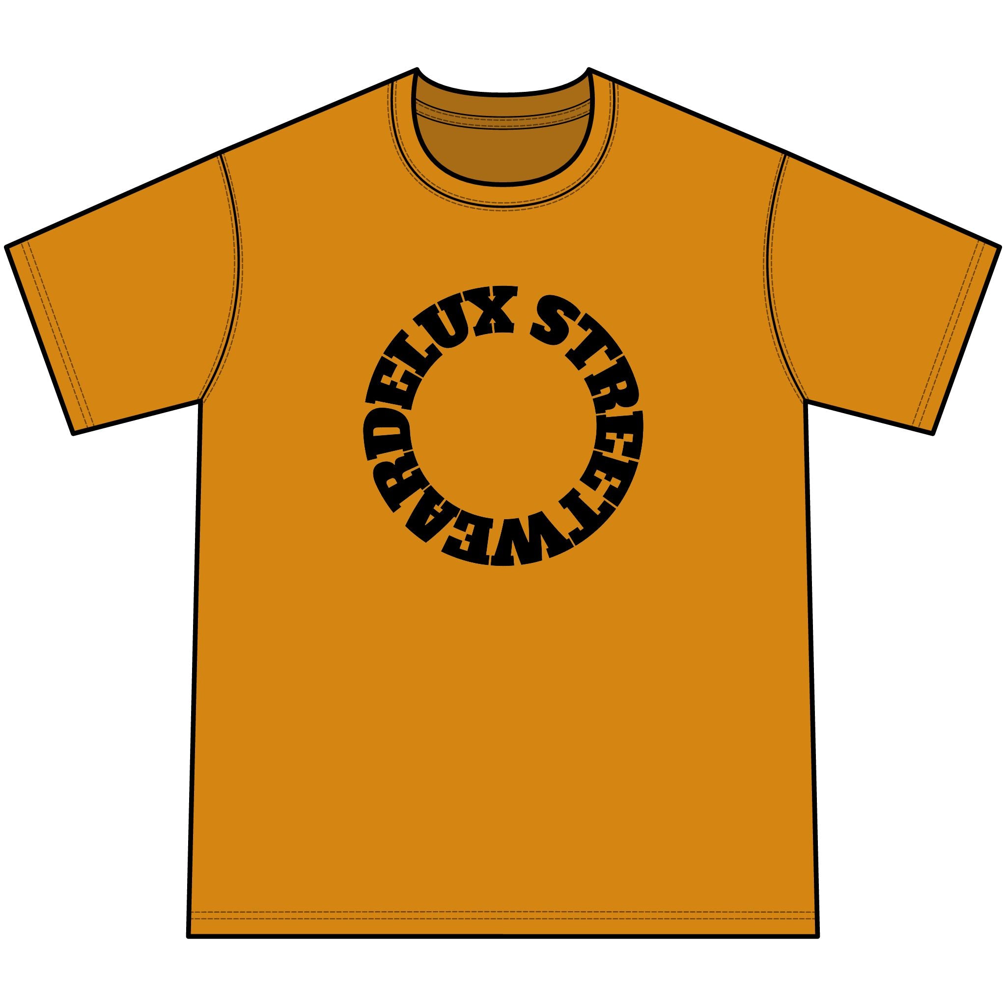 Youth Orange Tie-Dye Tee — Circular 'LUX STREETWEAR' Logo