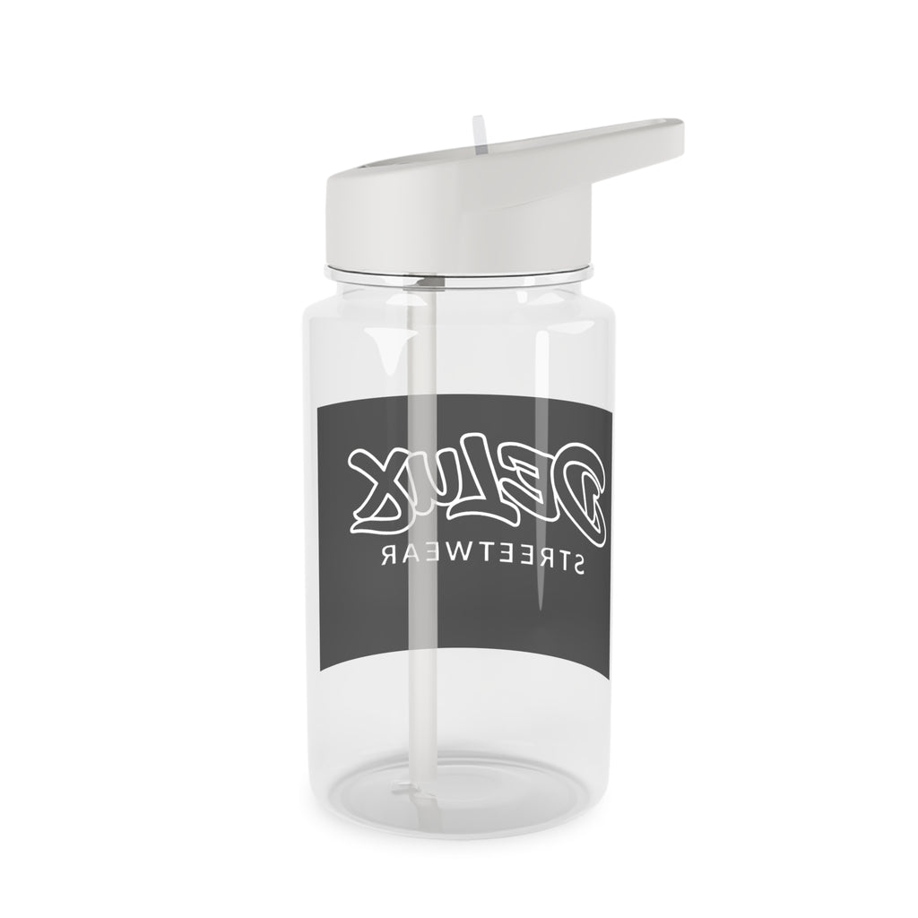 Delux Streetwear Tritan Water Bottle — Clear Sports Bottle with Straw