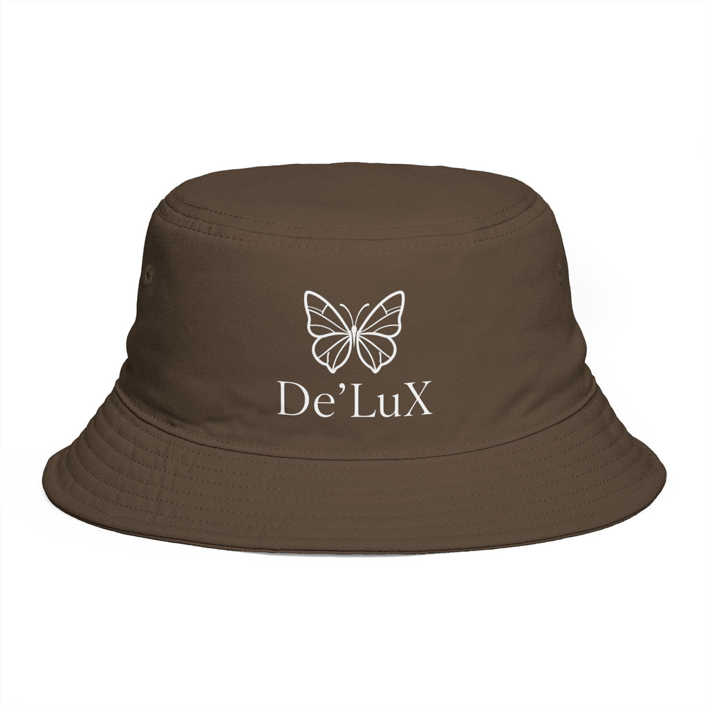 Women De’LuX Butterfly Bucket Hat — Embroidered Brown Fashion Hat