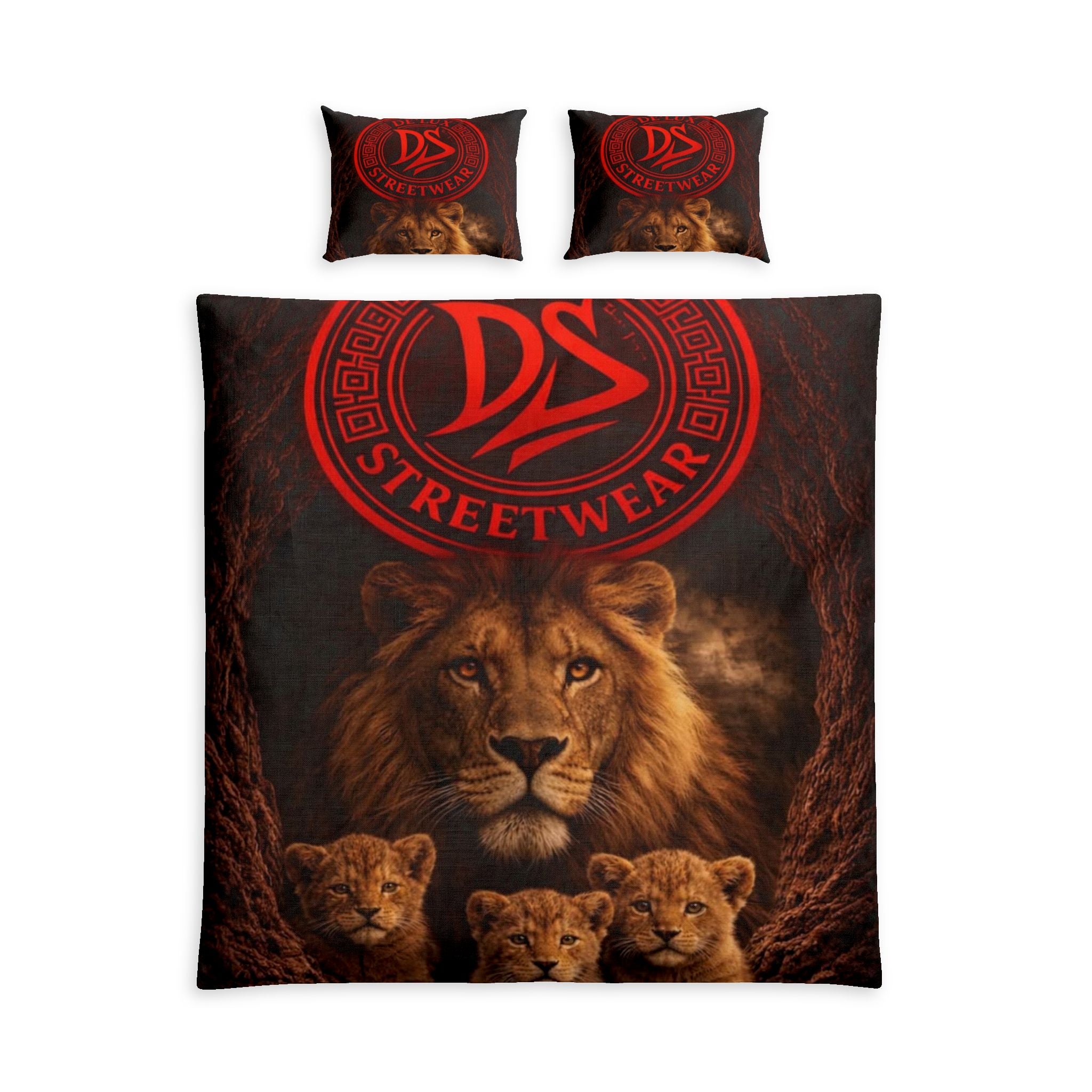 DeLUX Lion Family Cotton Bed Set — Delux Streetwear Logo Duvet Cover