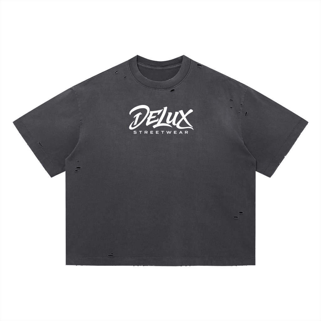 DeLuX Vintage Washed Distressed Boxy Oversized T-Shirt