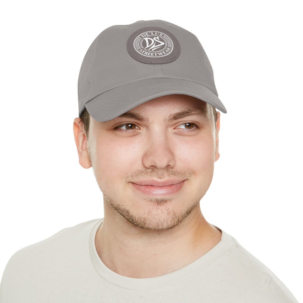 Deluxe Streetwear Leather Patch Dad Hat — Round Logo Cap