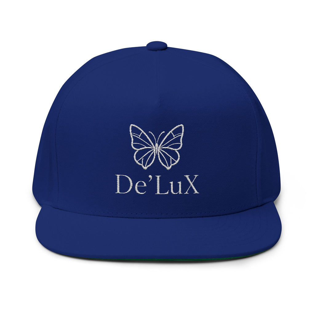 DeLuX Women Embroidered Butterfly Rhinestone Flat Bill Cap — Luxe 'Bee Lux' Snapback