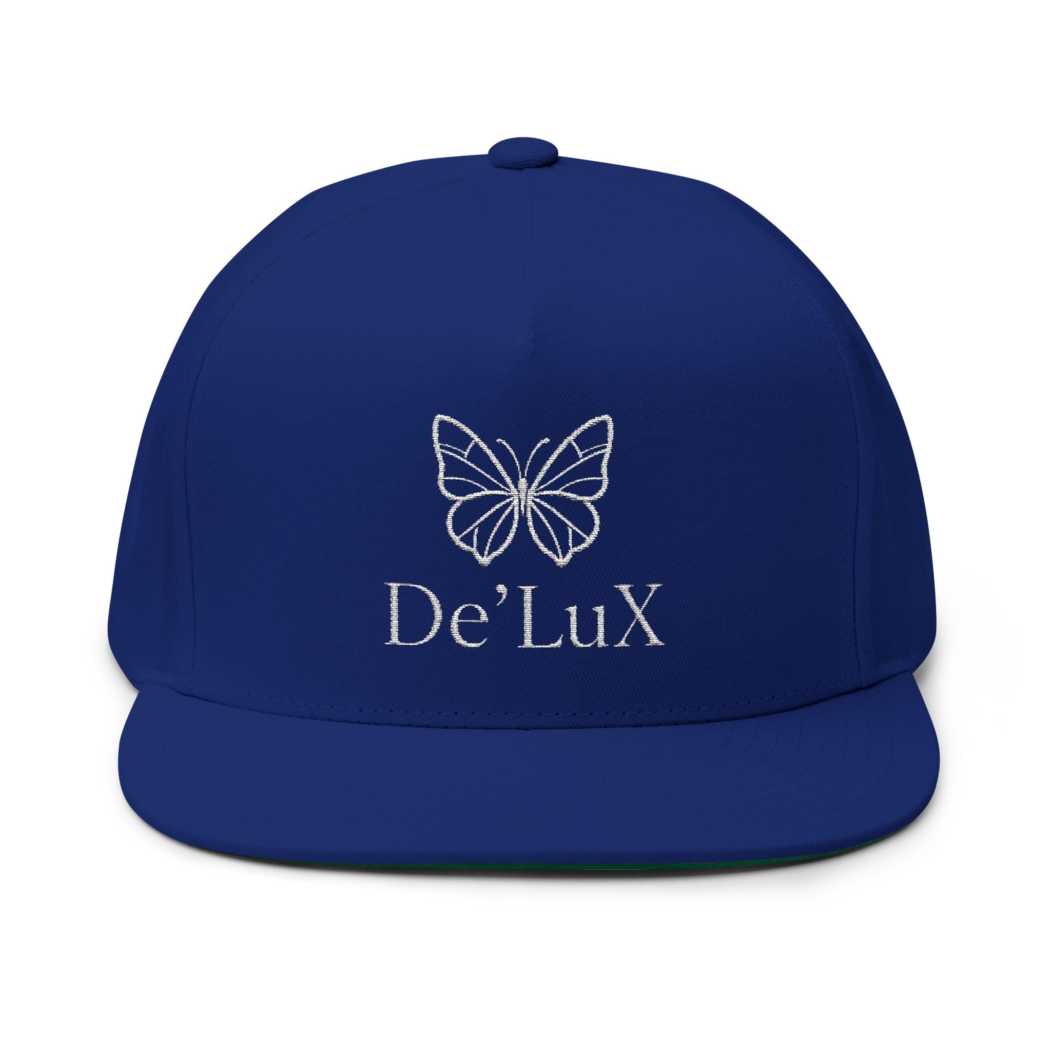 DeLuX Women Embroidered Butterfly Rhinestone Flat Bill Cap — Luxe 'Bee Lux' Snapback