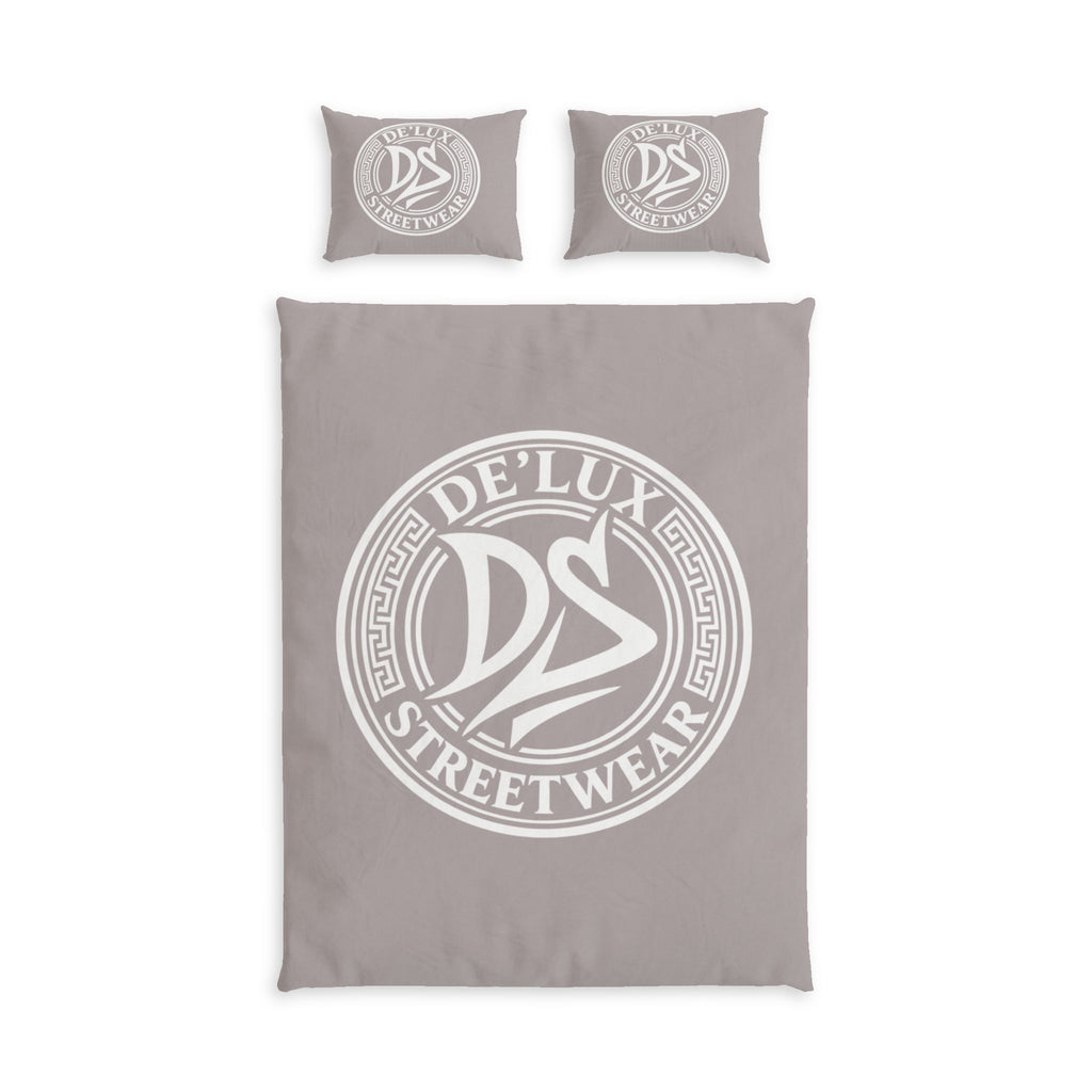 De'Lux Streetwear Logo Cotton Duvet Cover Set – Neutral Grey Bedding