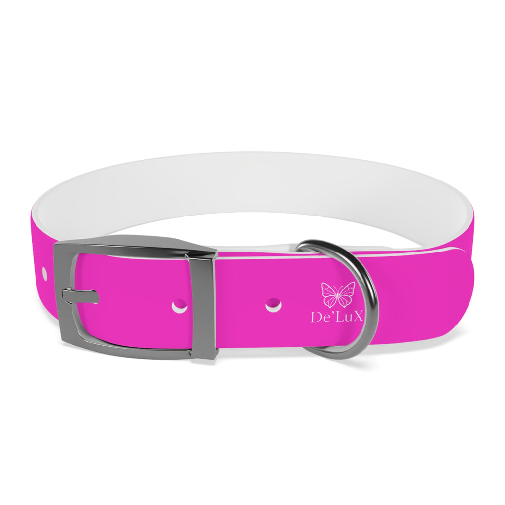 Bright Pink Dog Collar — De'Lux Butterfly Adjustable Pet Collar