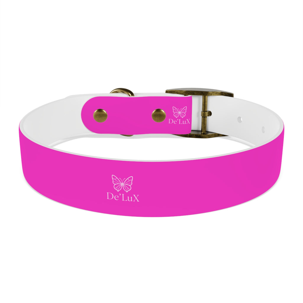 Bright Pink Dog Collar — De'Lux Butterfly Adjustable Pet Collar
