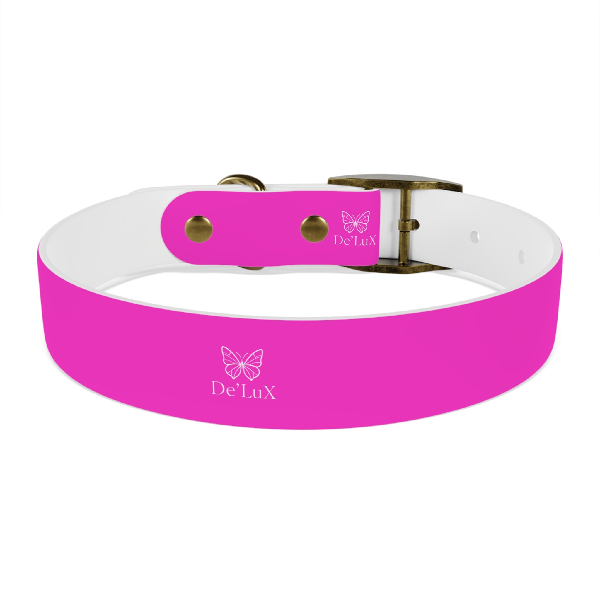 Bright Pink Dog Collar — De'Lux Butterfly Adjustable Pet Collar