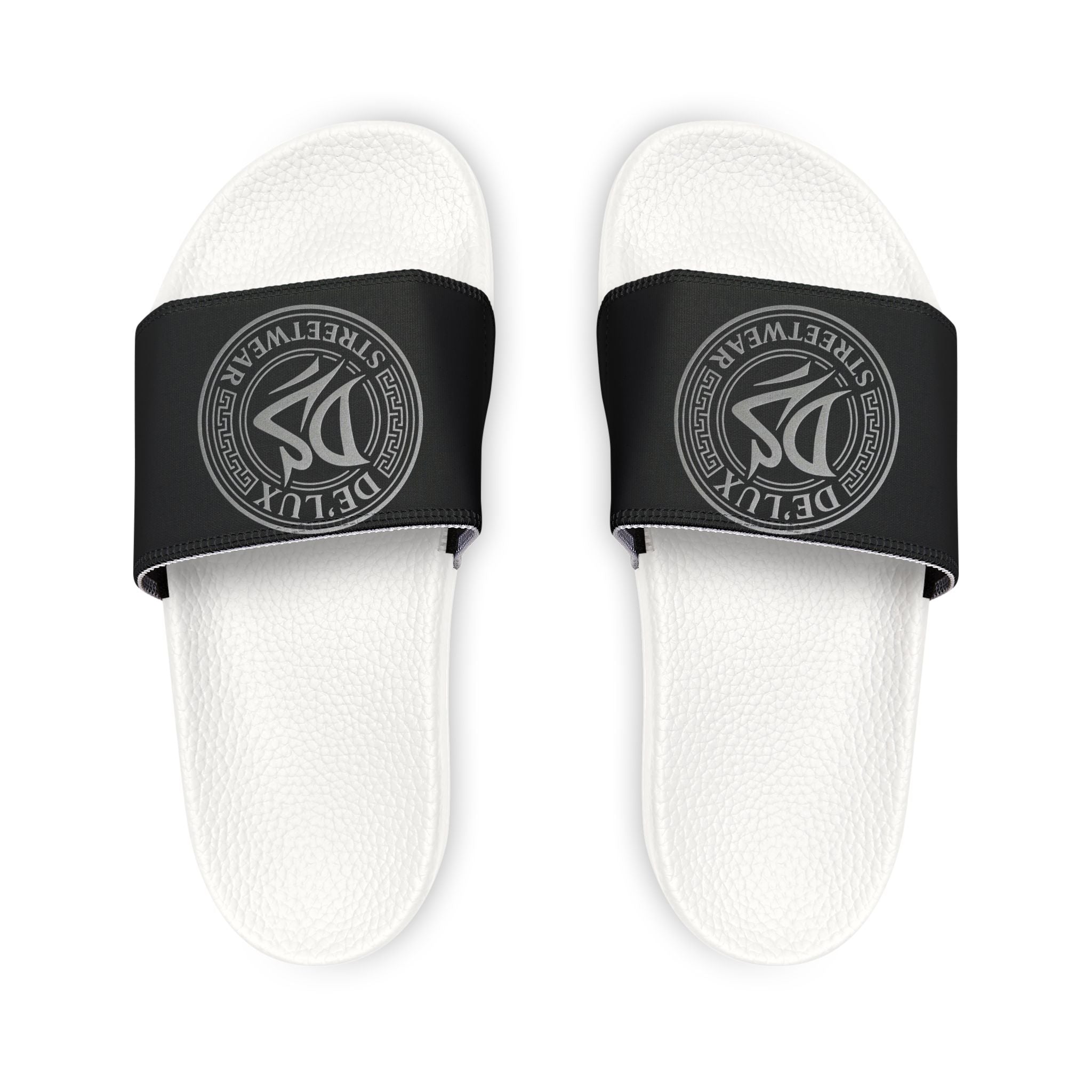 Men's Removable-Strap Slide Sandals — Black Logo Comfort Slides