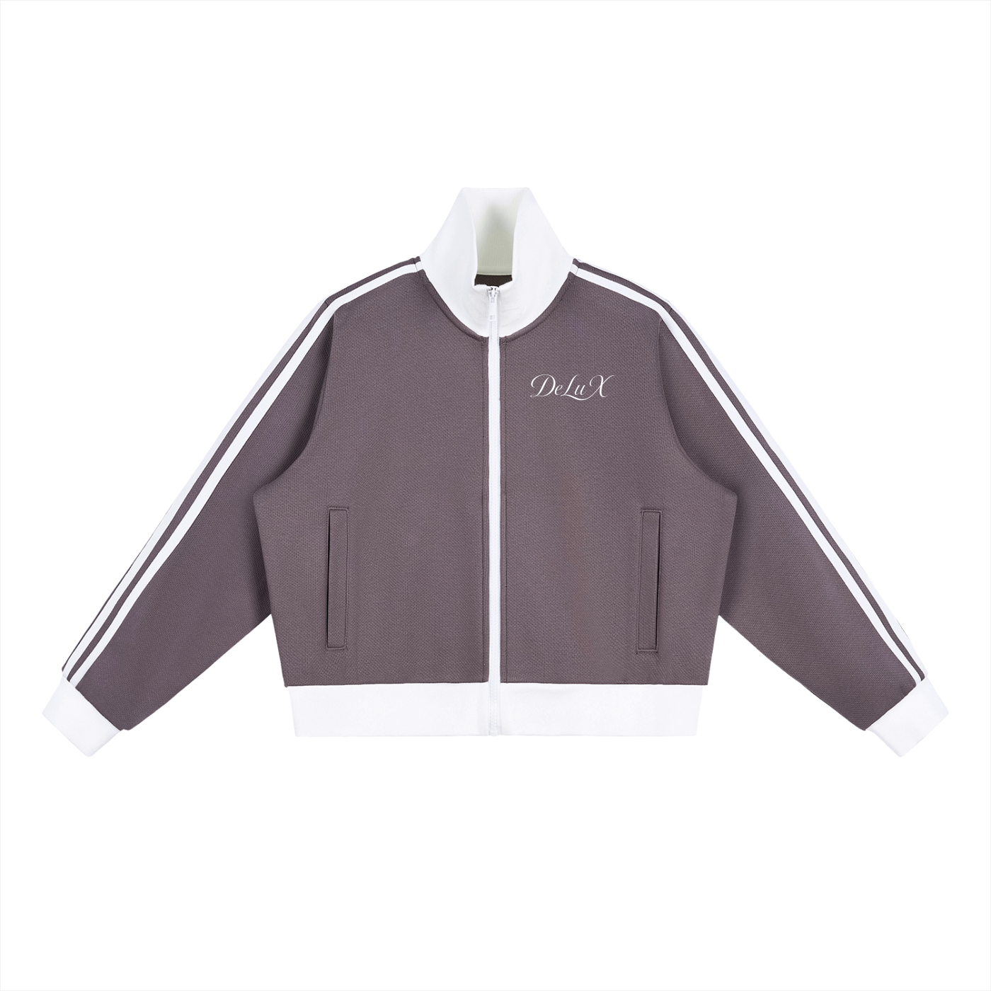 Women Contrast Side Stripe Fleece Cropped Track Jacket