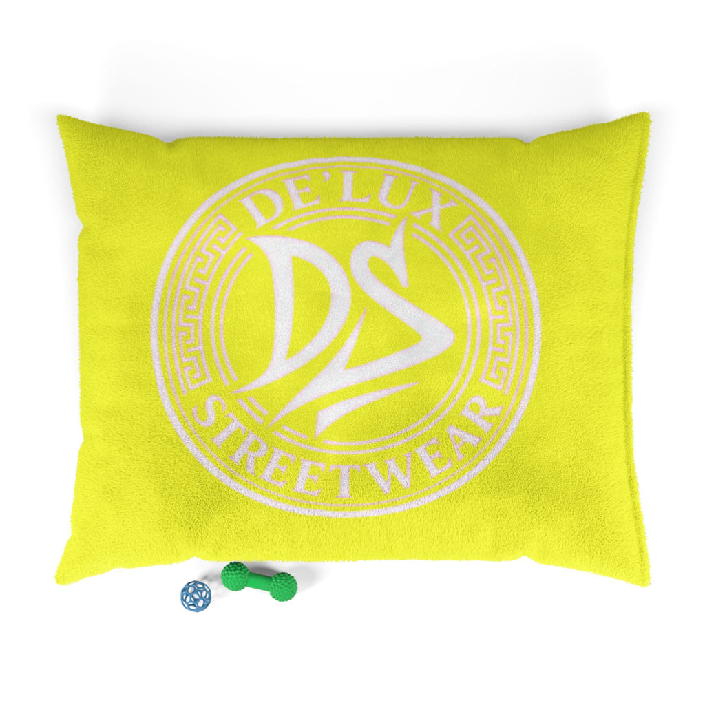 Deluxe Streetwear Yellow Pet Bed — Plush Dog & Cat Cushion with DS Logo