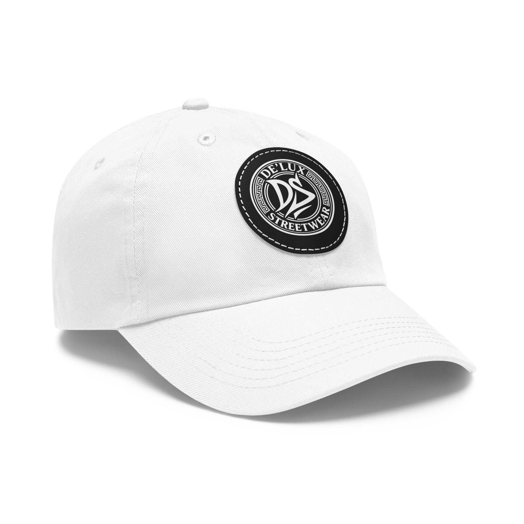 Deluxe Streetwear Leather Patch Dad Hat — Round Logo Cap