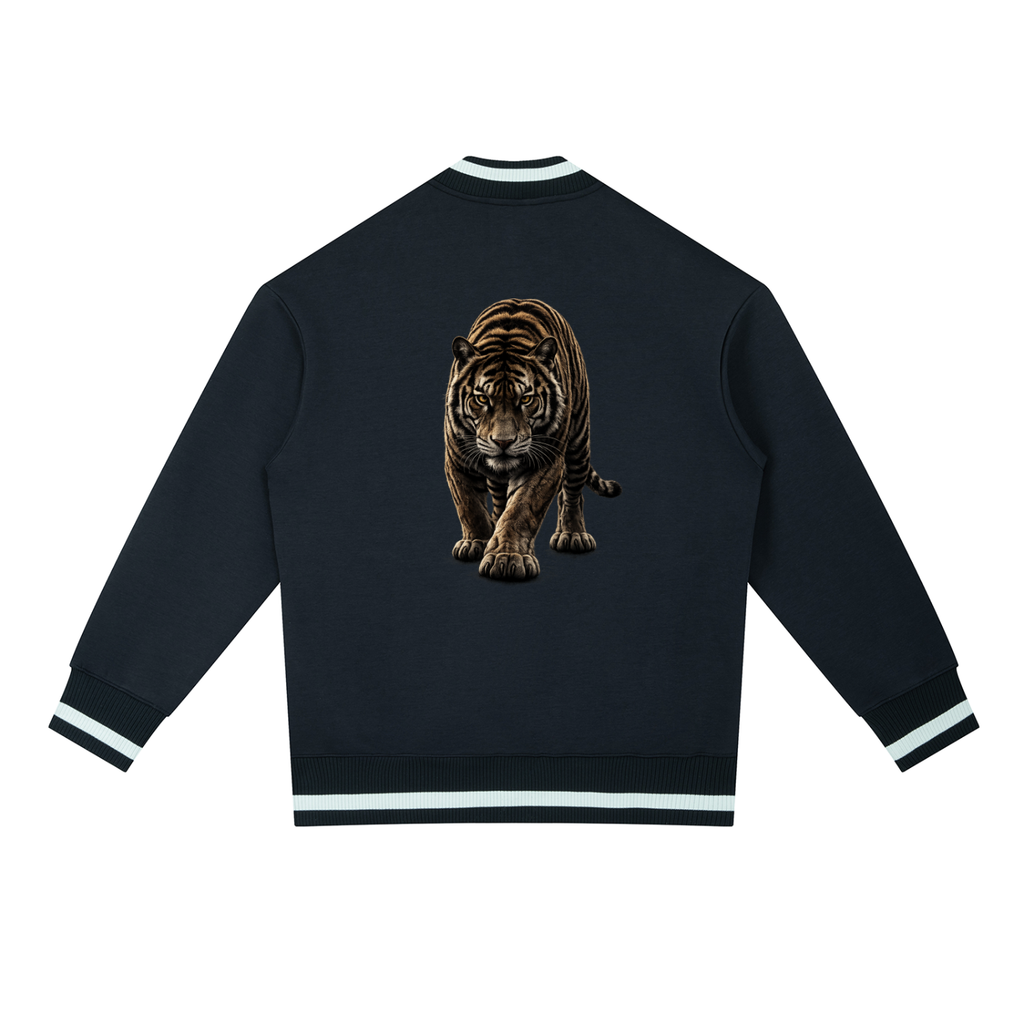 Tiger Contrast Piping Zip Bomber Jacket