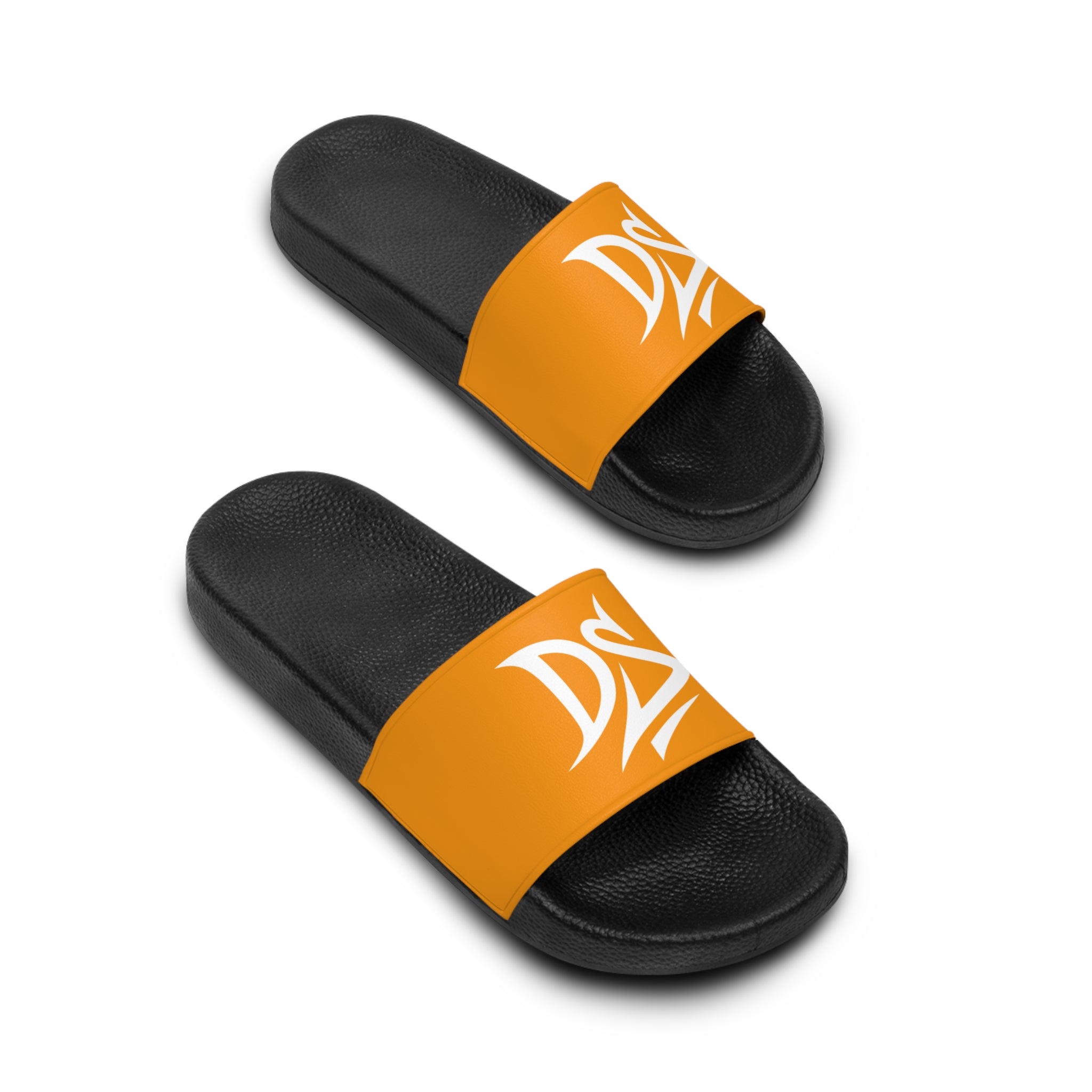 DeLUX Men's Black & White Logo Slide Sandals — Comfortable Pool, Beach & Casual Slides