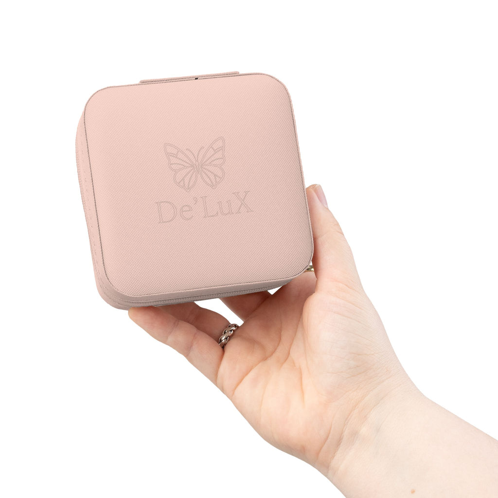 Travel Jewelry Case — Compact Pink Jewelry Organizer with Ring Slots & Compartments