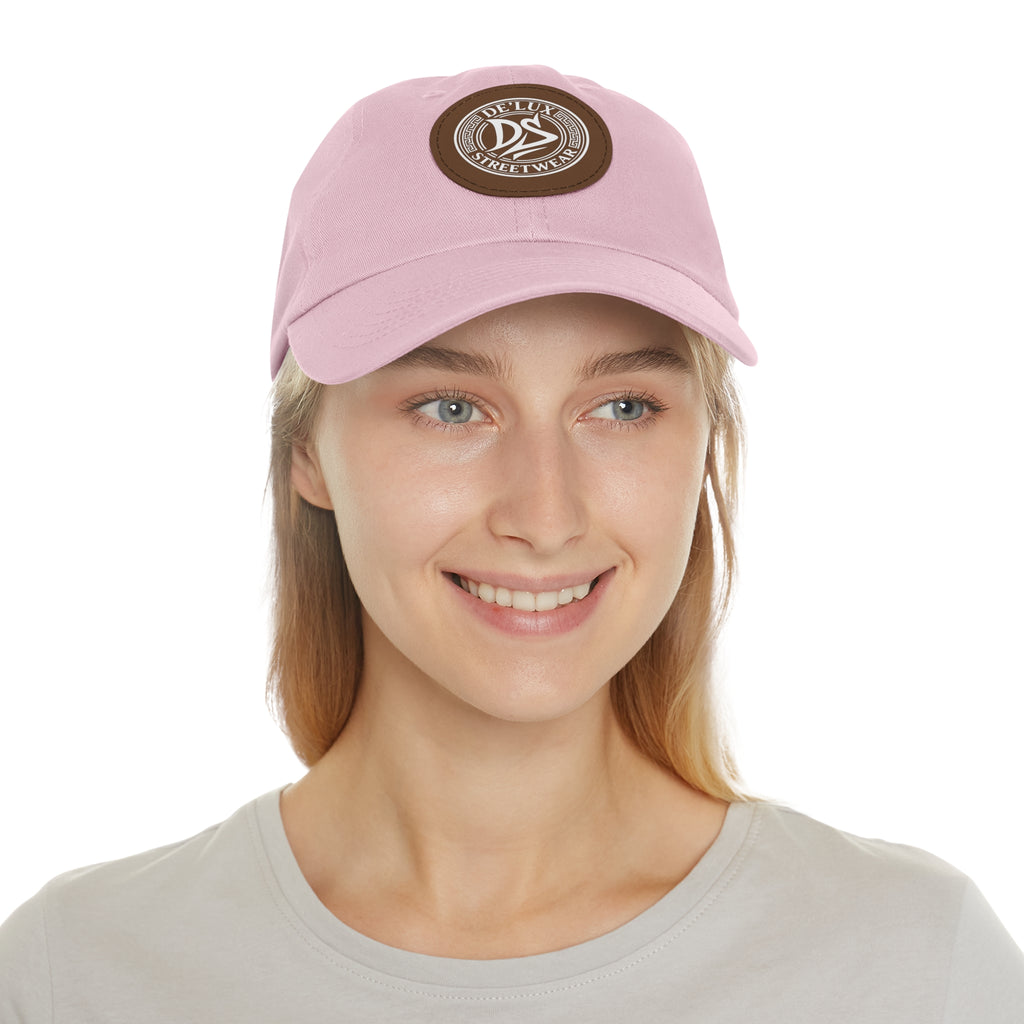 Deluxe Streetwear Leather Patch Dad Hat — Round Logo Cap