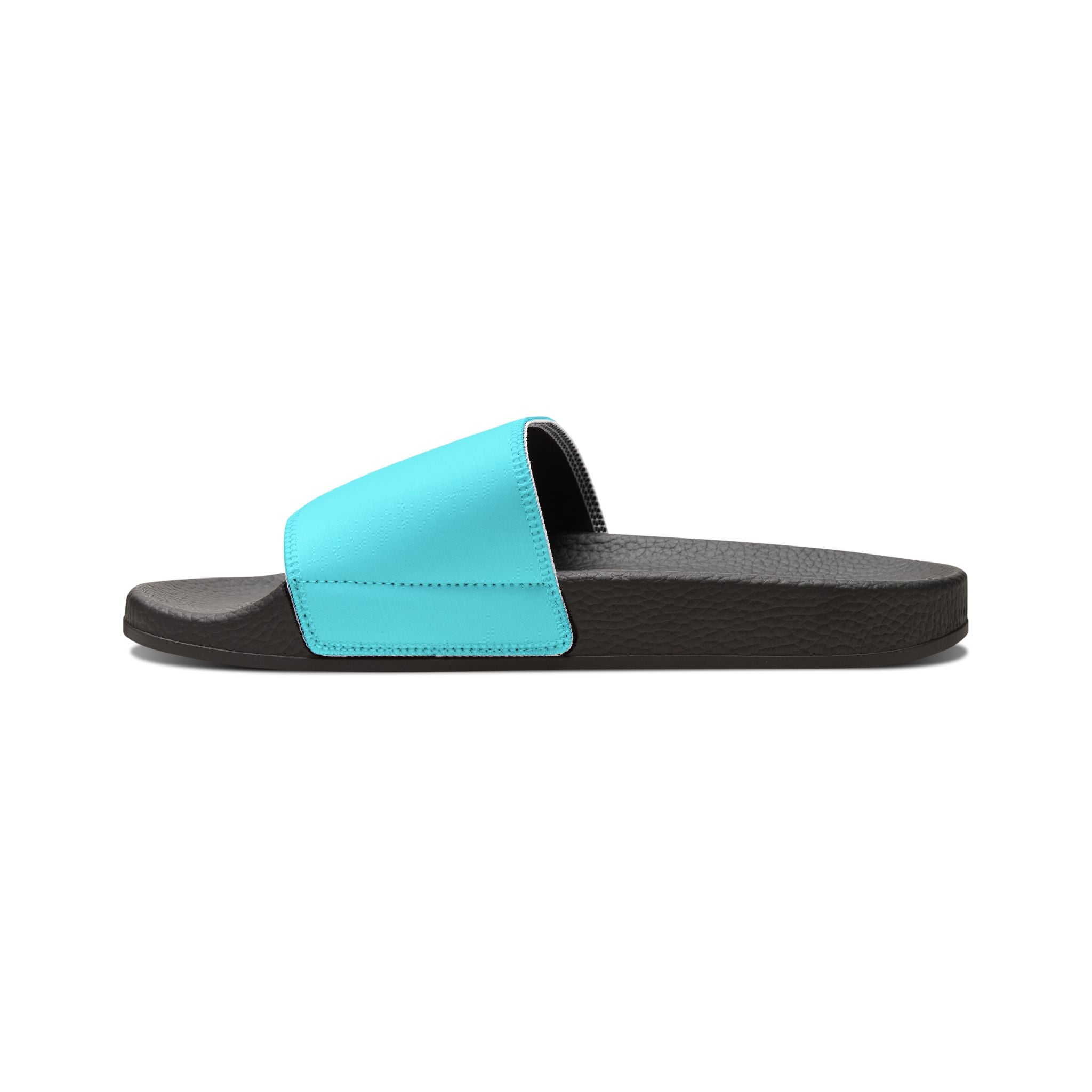 Women's Removable-Strap Slide Sandals — Personalized Aqua Slides with Bow Accent