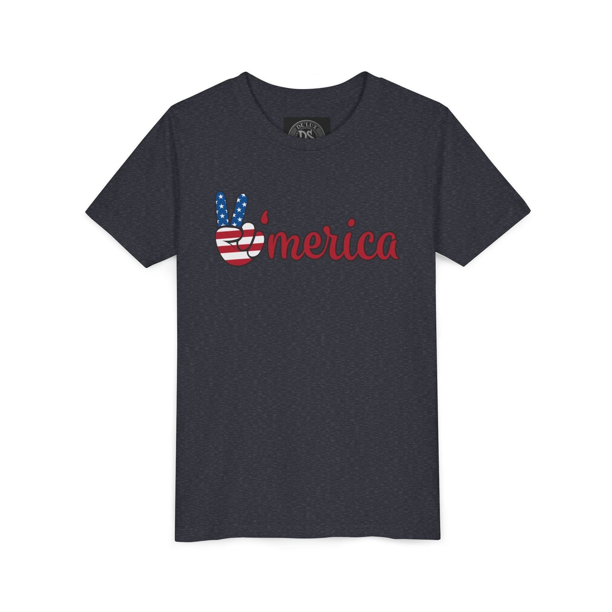 'Merica Peace Sign Youth Tee - Patriotic Fourth of July Kids Shirt