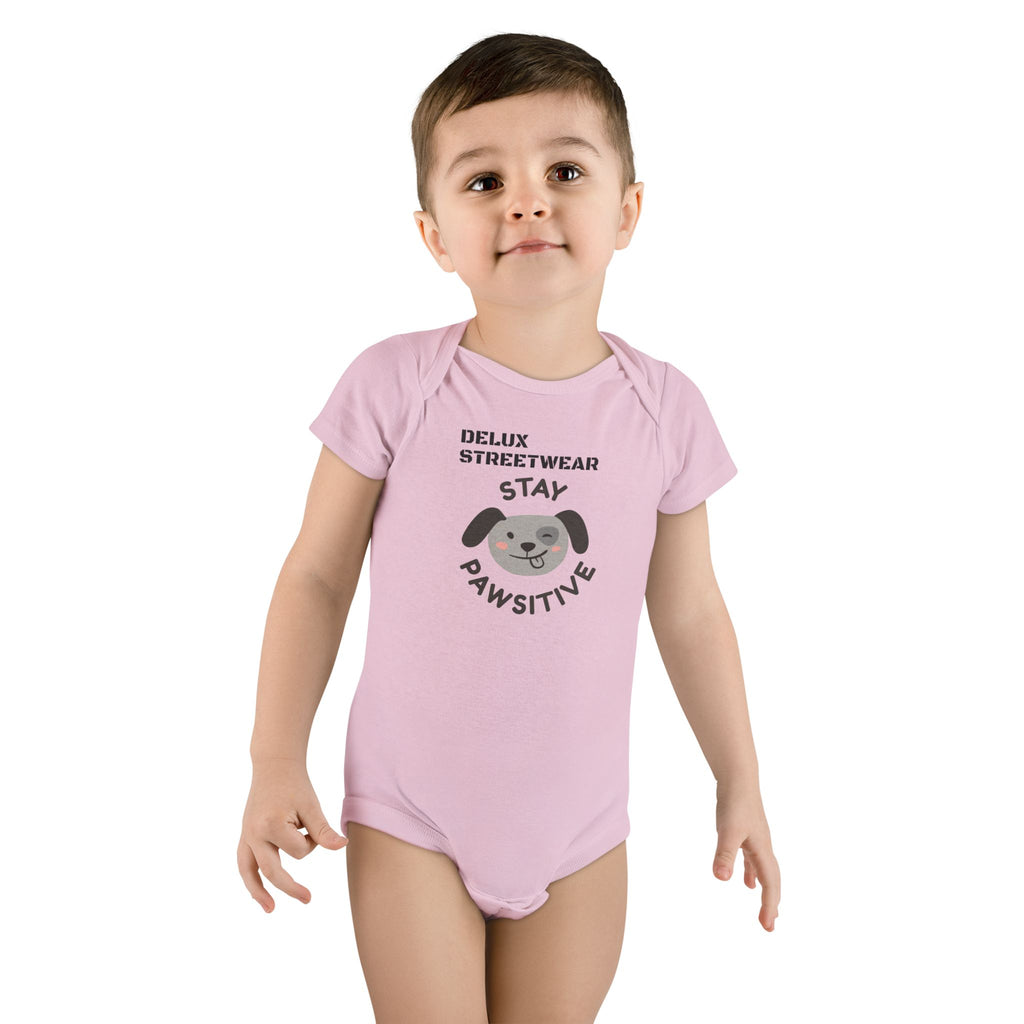 Baby Onesie - "Stay Pawsitive" Cute Dog Graphic Infant Bodysuit