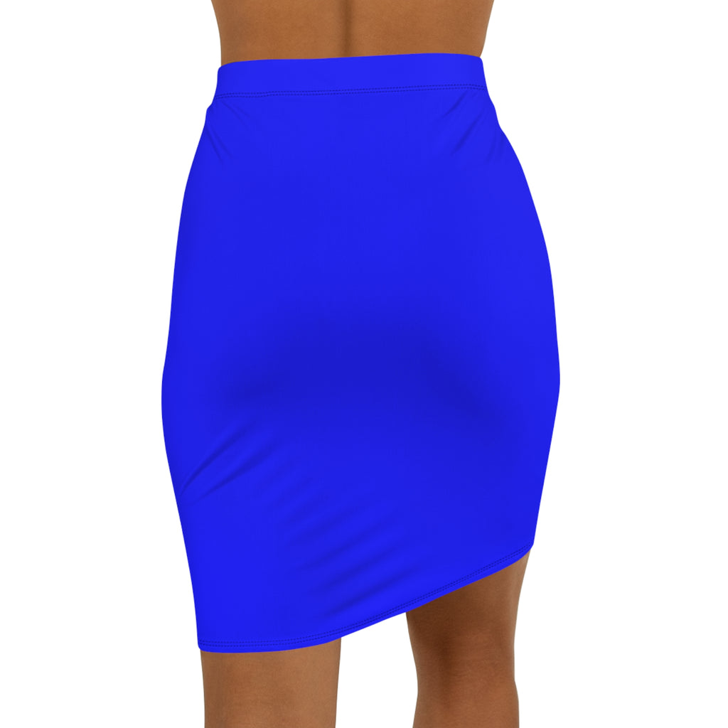De'LuX Blue Butterfly Pencil Skirt — Women's Mid-Waist Stylish Office & Casual Wear