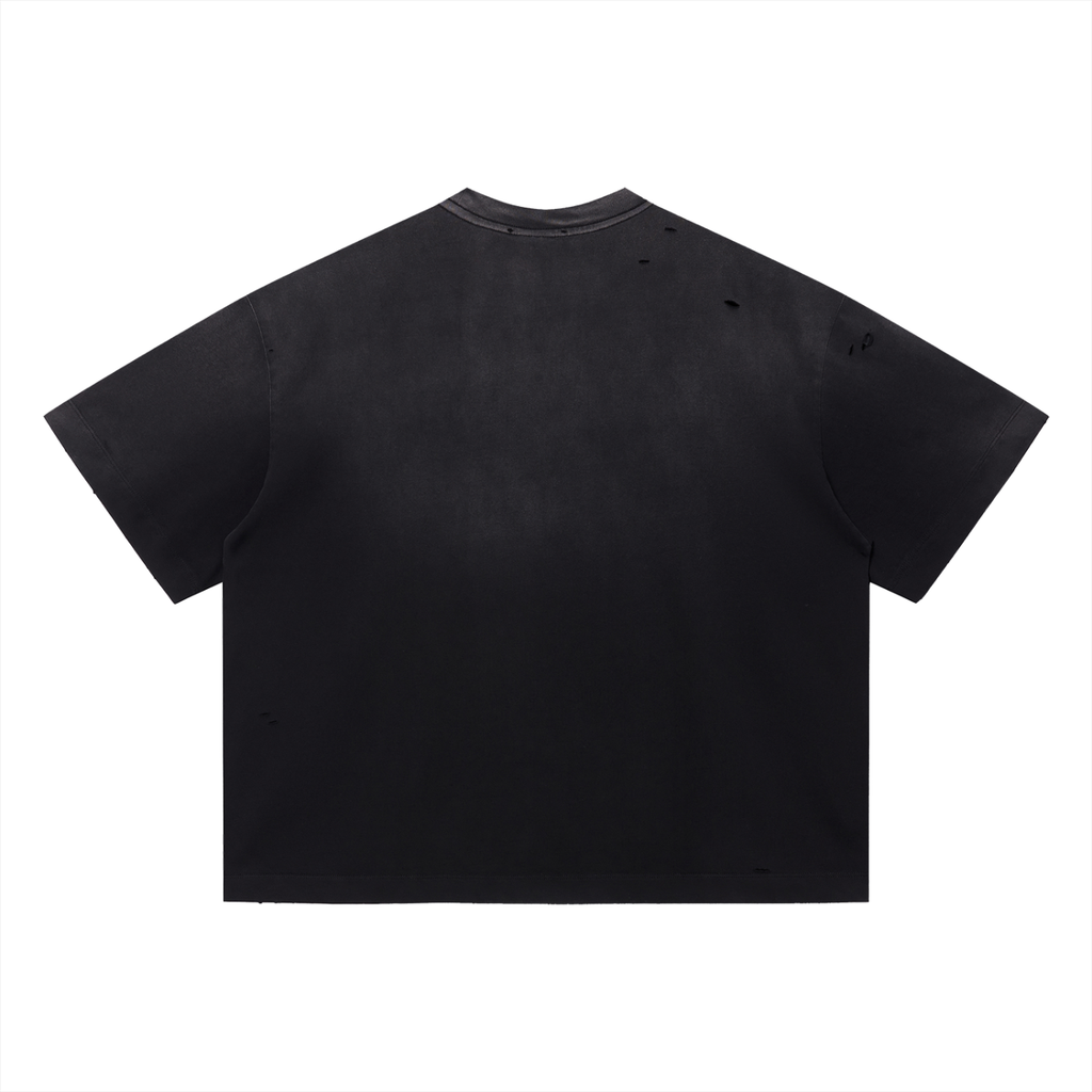 DeLuX Vintage Washed Distressed Boxy Oversized T-Shirt