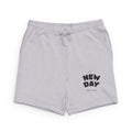 New Day Graphic Sweatshorts — Cozy Grey Fleece Lounge Shorts