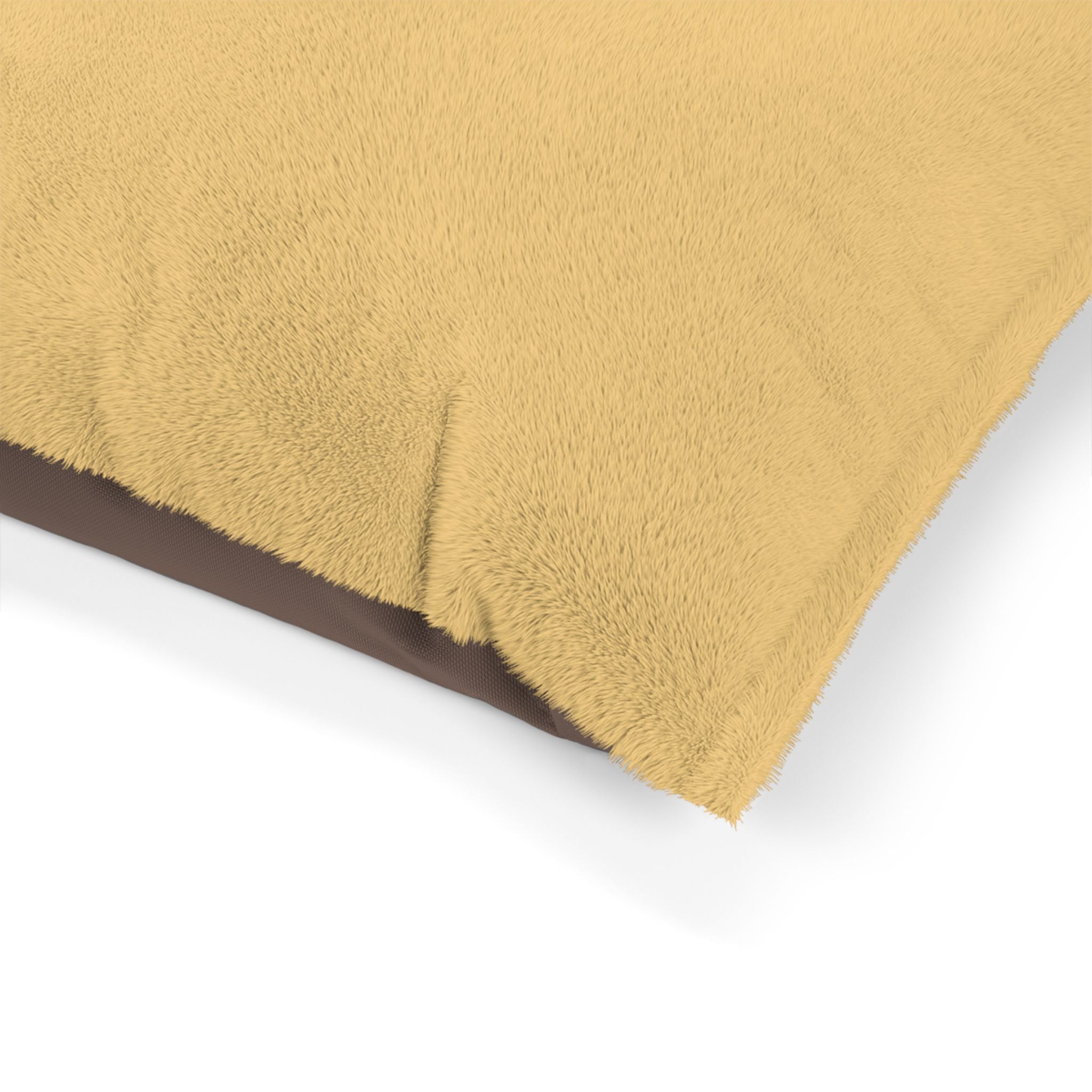 Mustard Plush Pet Bed with White DS Logo — Cozy Dog & Cat Cushion
