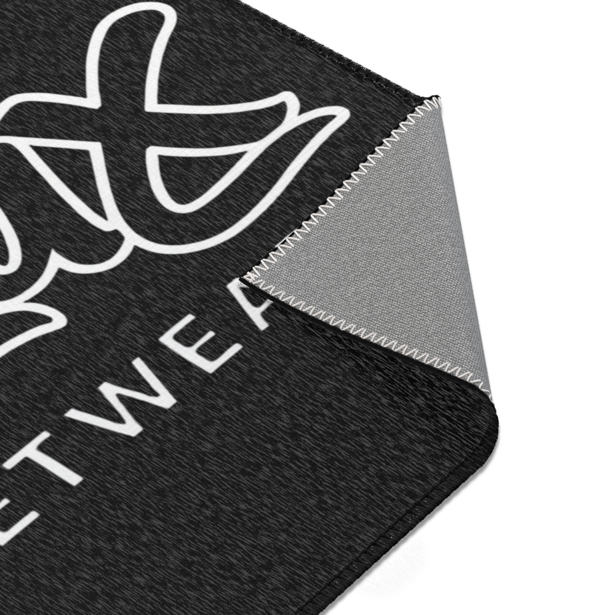 Delux Streetwear Black Logo Area Rug — Modern Urban Entryway Mat