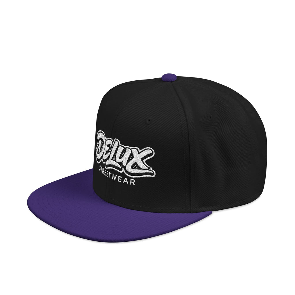 Mens Embroidered 'Delux' Snapback Cap – Streetwear Flat-Brim Hat