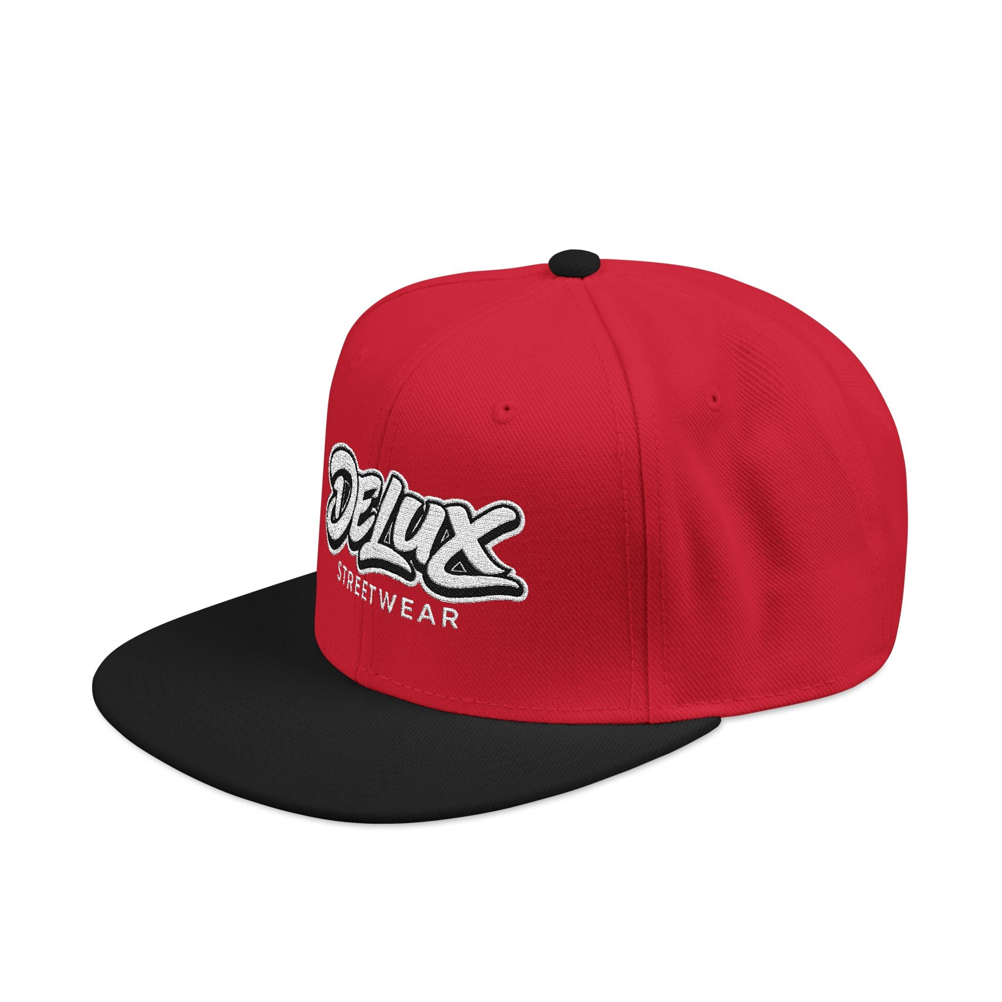 Mens Embroidered 'Delux' Snapback Cap – Streetwear Flat-Brim Hat