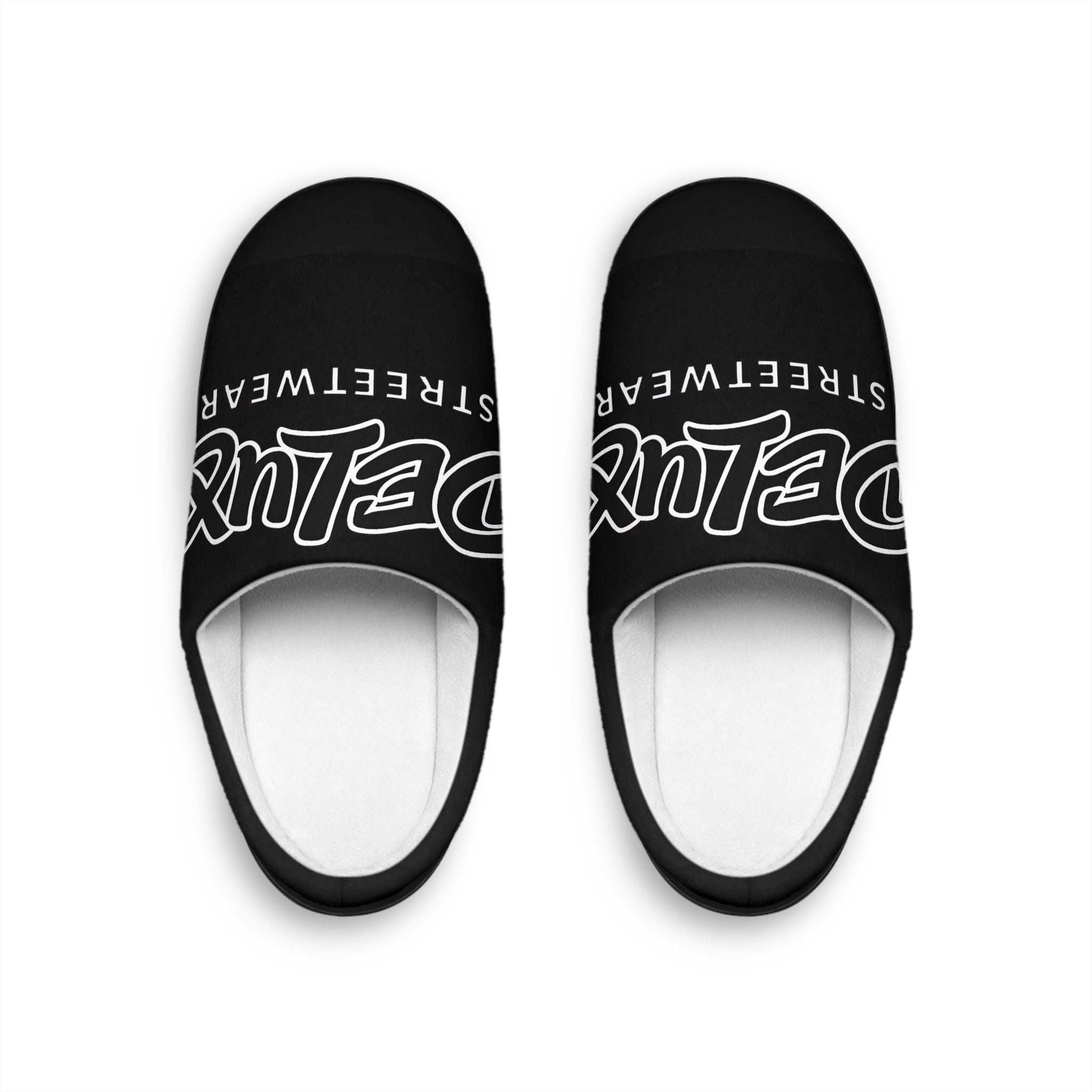Streetwear Logo Men's Indoor Slippers - Black Cozy House Shoes