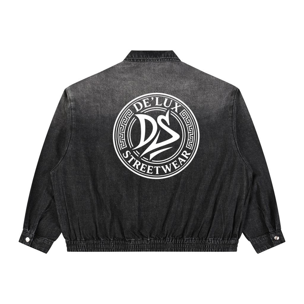 DeLuX Symbolized Vintage Wash Full-Zip Denim Jacket
