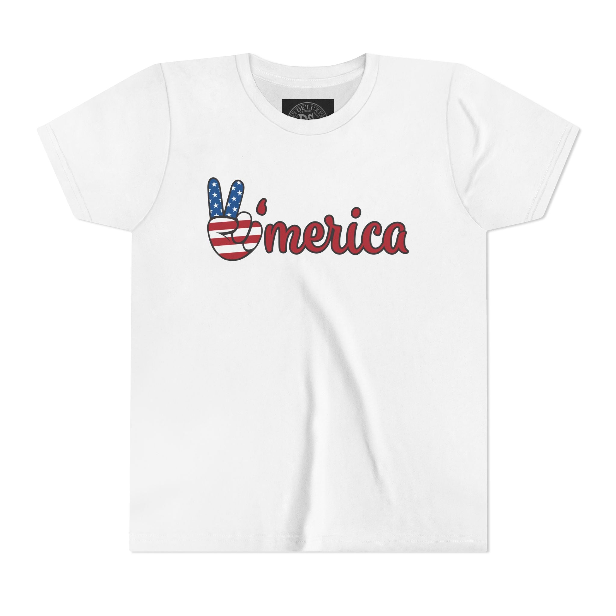 'Merica Peace Sign Youth Tee - Patriotic Fourth of July Kids Shirt