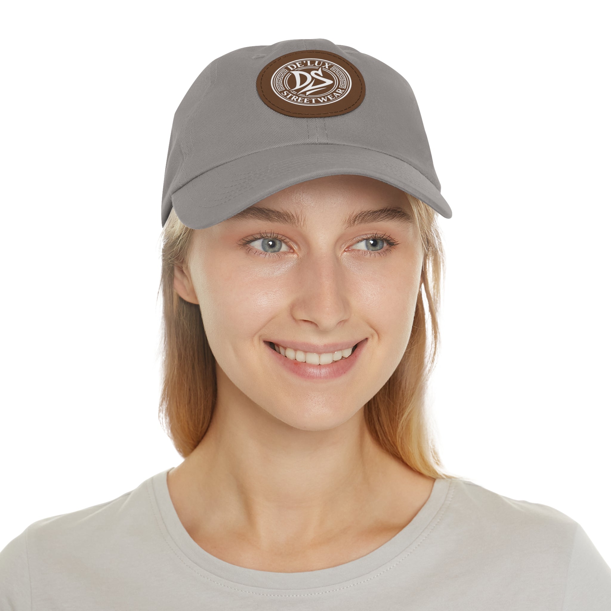 Deluxe Streetwear Leather Patch Dad Hat — Round Logo Cap