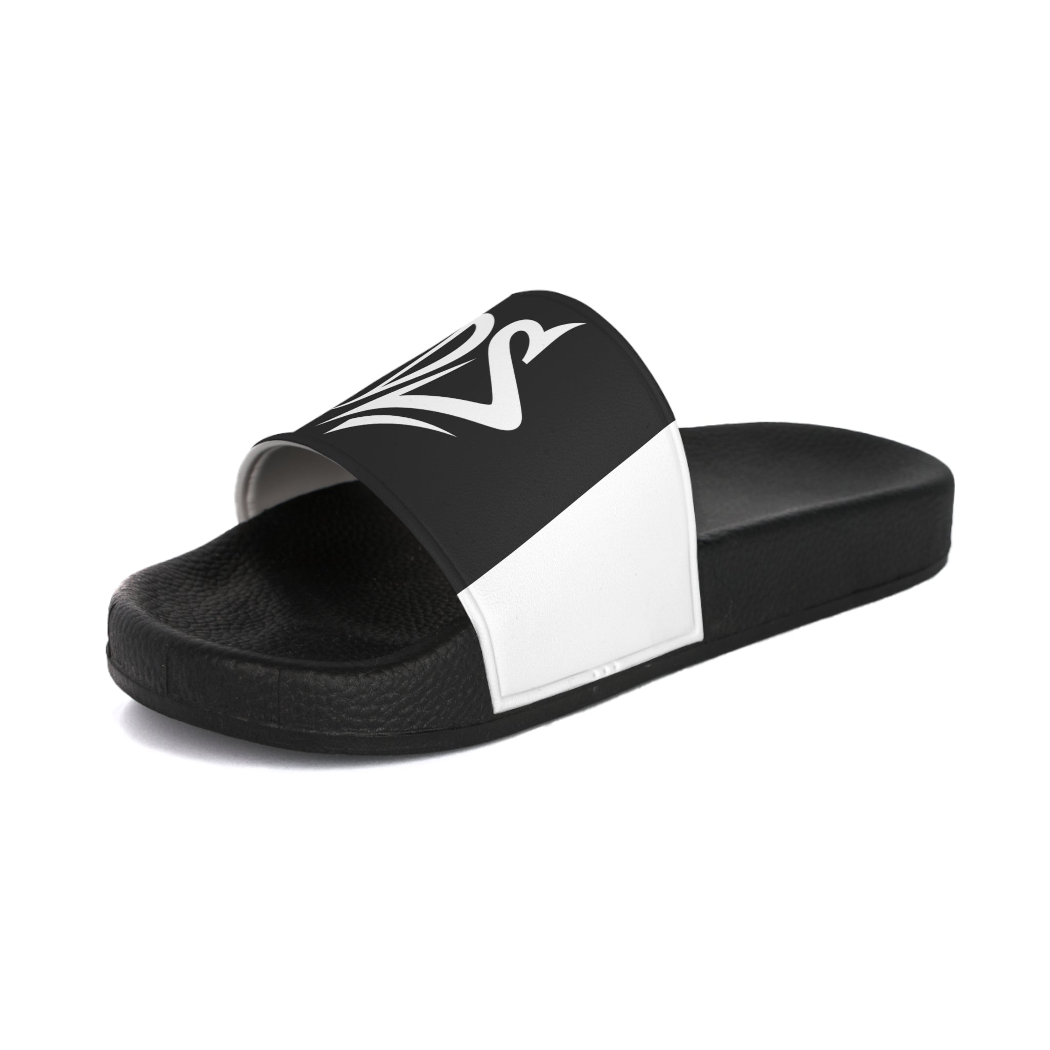 DeLUX Men's Black & White Logo Slide Sandals — Comfortable Pool, Beach & Casual Slides