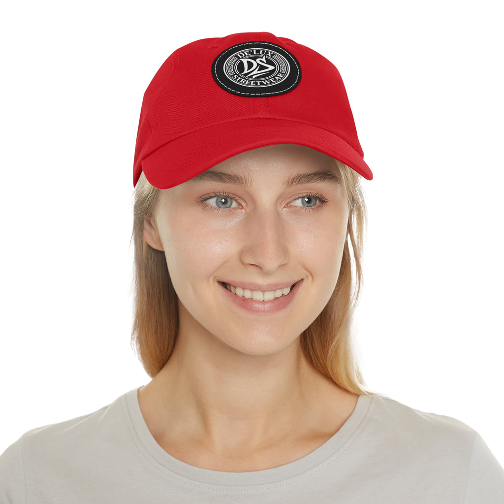 Deluxe Streetwear Leather Patch Dad Hat — Round Logo Cap