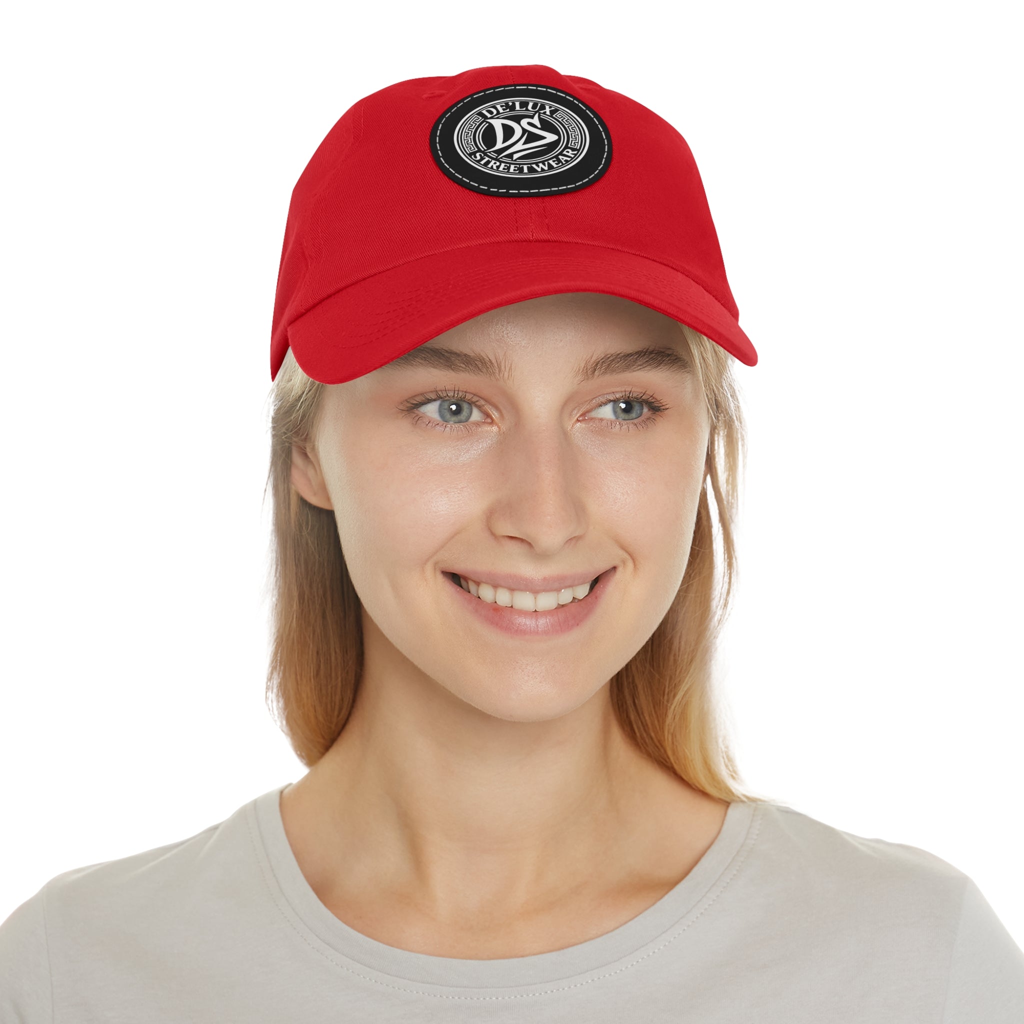 Deluxe Streetwear Leather Patch Dad Hat — Round Logo Cap