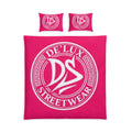 De'Lux Streetwear Pink Cotton Bed Set – Bold Logo Duvet Cover & Pillowcases