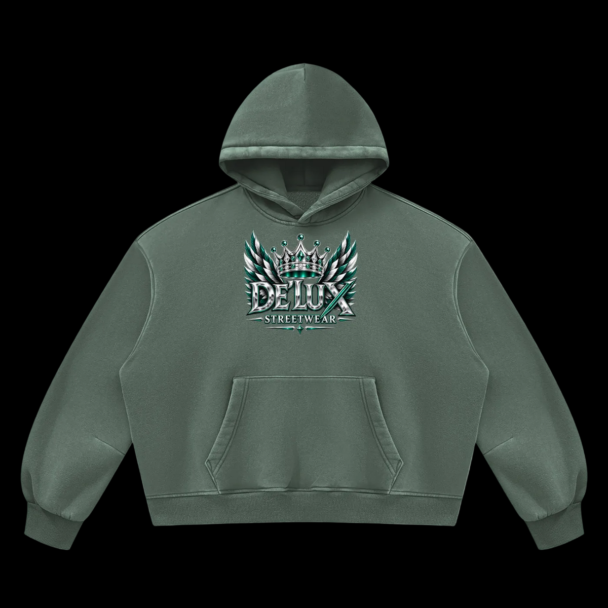 DeLuX Vintage Wash Boxy Fleece Hoodie