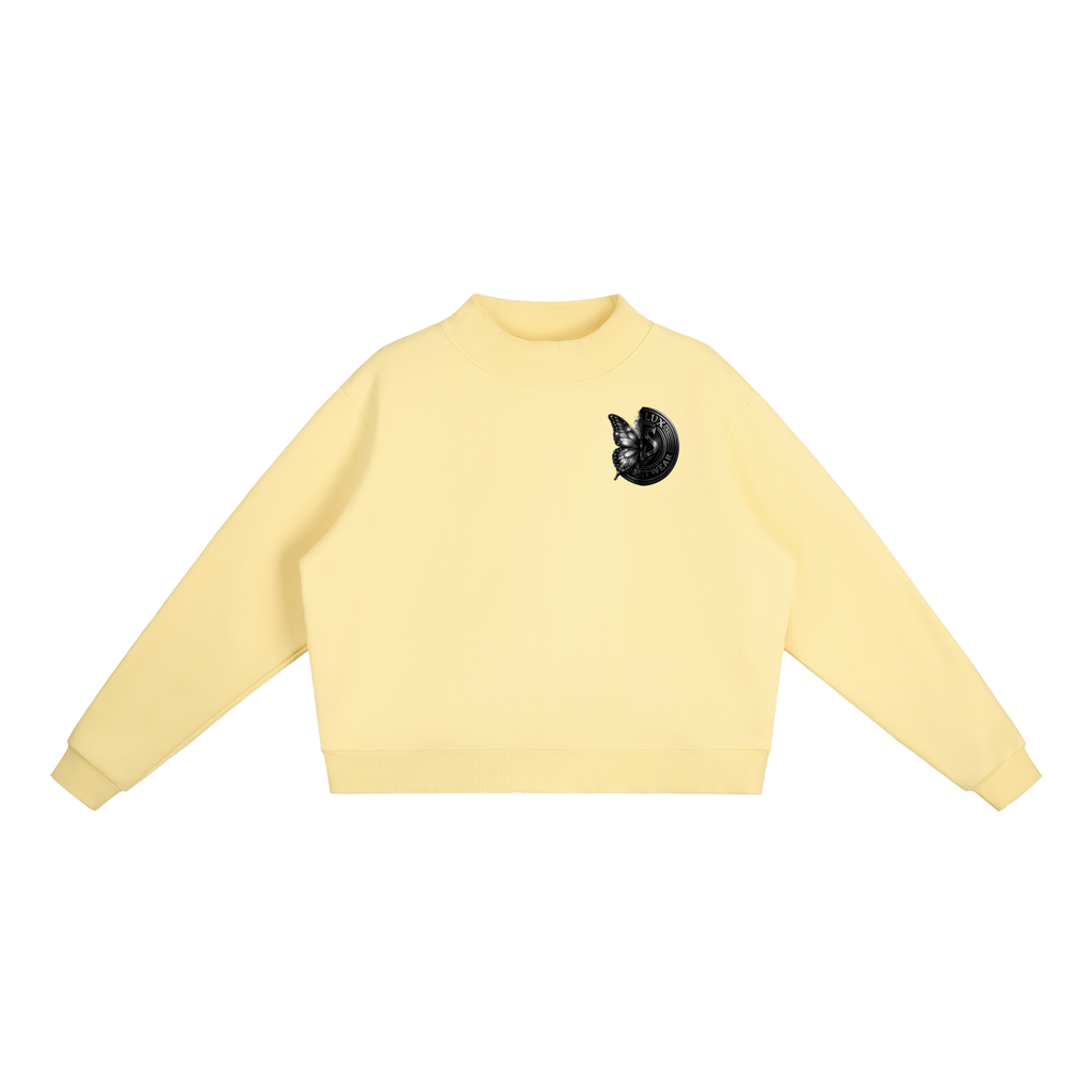 DeLuX Butterfly Essential Fleece Mock-Neck Crew Sweatshirt