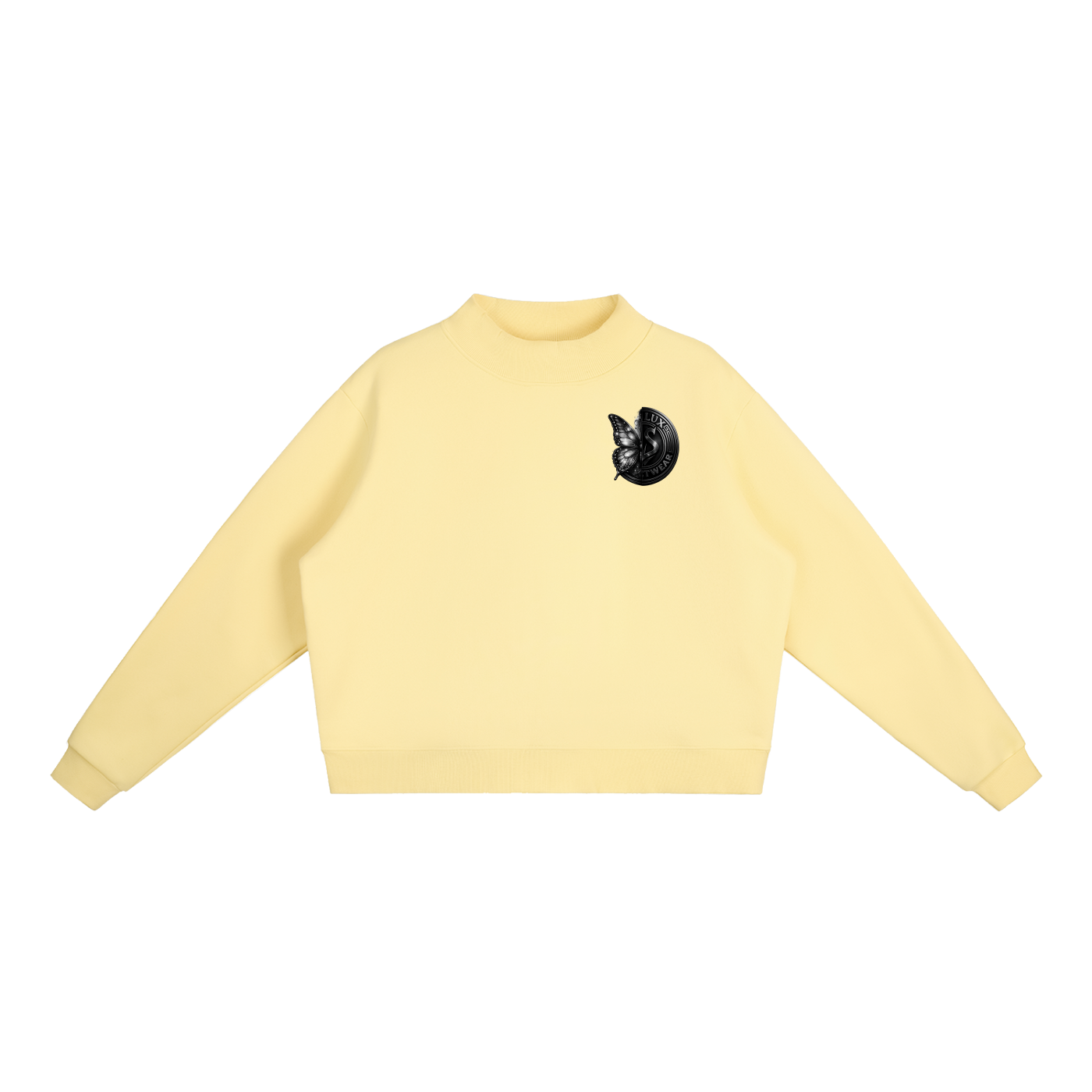 DeLuX Butterfly Essential Fleece Mock-Neck Crew Sweatshirt